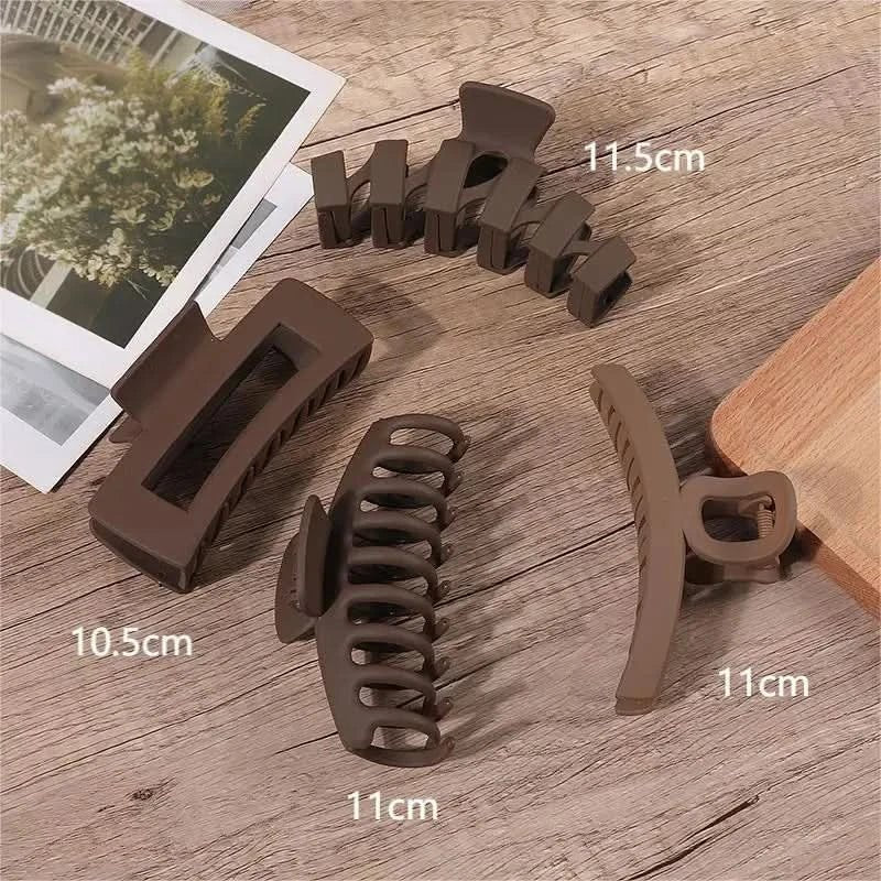 2/3/4Pcs Headwear Set Women Fashion Claw Clip Coffee Black Acrylic Large Hair Claw Korea For Girl Clip Barrette Hair Accessories - Wear and Wander