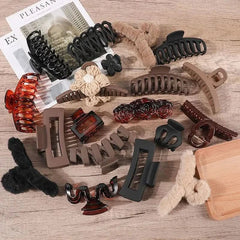 2/3/4Pcs Headwear Set Women Fashion Claw Clip Coffee Black Acrylic Large Hair Claw Korea For Girl Clip Barrette Hair Accessories - Wear and Wander