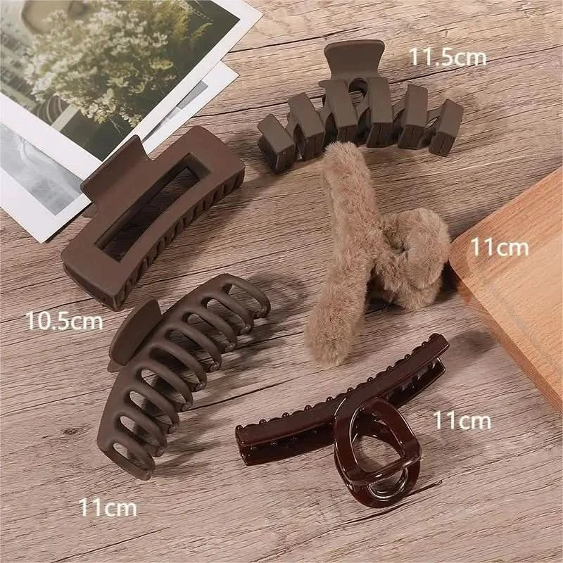 2/3/4Pcs Headwear Set Women Fashion Claw Clip Coffee Black Acrylic Large Hair Claw Korea For Girl Clip Barrette Hair Accessories - Wear and Wander
