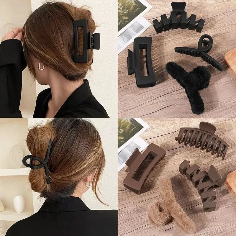 2/3/4Pcs Headwear Set Women Fashion Claw Clip Coffee Black Acrylic Large Hair Claw Korea For Girl Clip Barrette Hair Accessories - Wear and Wander