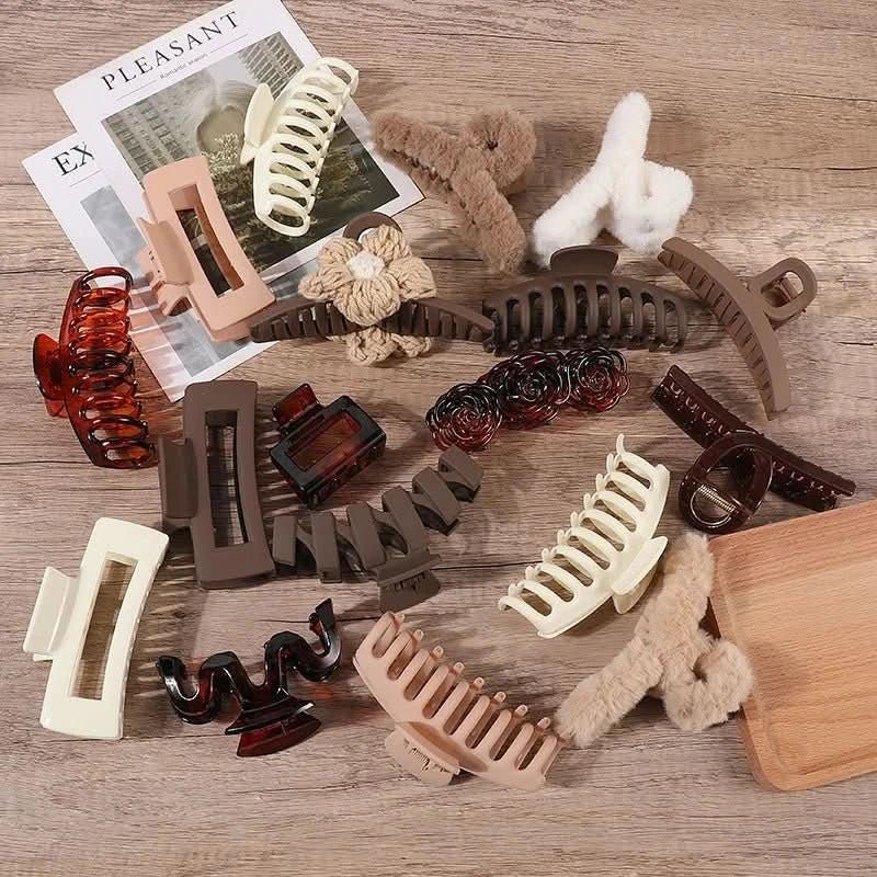 2/3/4Pcs Headwear Set Women Fashion Claw Clip Coffee Black Acrylic Large Hair Claw Korea For Girl Clip Barrette Hair Accessories - Wear and Wander