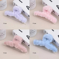 4Pcs/Set Plush Hair Claw Elegant Acrylic Hairpins Faux Fur Hair Clip Barrette Crab Headwear for Women Girls Hair Accessories - Wear and Wander