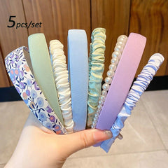 5pcs Set Fashion Women Cloth Hair Bands Headdress Headband Girls Hairband Hair Hoop Female Hair Accessories Headwear - Wear n Wander