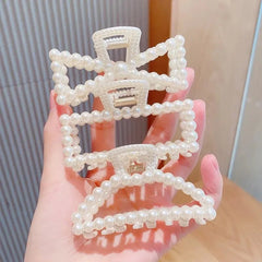5pcs/set Korean Imitation Pearl Hairpins Geometric Hair Claws Bath Large Catch Clip Shark Clip Back Head Women Hair Accessories - Wear and Wander