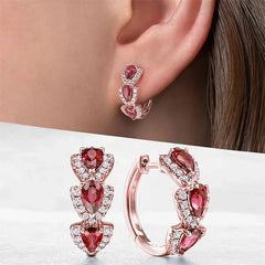 Droplet Shiny Synthetic Gems Decor Hoop Earrings Elegant Simple Style Banquet Party Ear Ornament Female Gift