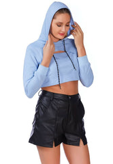 All Relaxed Front Slit Cropped Hoodie - Wear and Wander