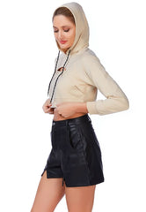 All Relaxed Front Slit Cropped Hoodie - Wear and Wander