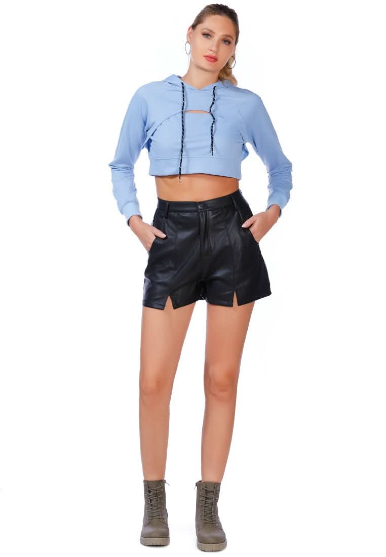 All Relaxed Front Slit Cropped Hoodie - Wear and Wander