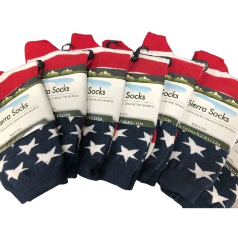 American Flag Patriotic Socks, Premium Quality Cotton Crew Socks - Wear and Wander