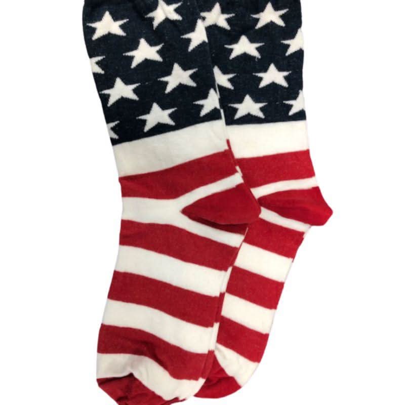 American Flag Patriotic Socks, Premium Quality Cotton Crew Socks - Wear and Wander