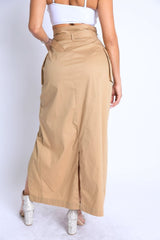 Asymmetric Self Belted Pockets Detailed Maxi Skirt Formal Casual - Wear and Wander