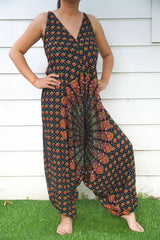 Black Chakra Hippie Jumpsuits, Boho Rompers, Festival Clothing - Wear and Wander