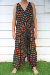 Black Chakra Hippie Jumpsuits, Boho Rompers, Festival Clothing - Wear and Wander