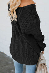 Black Love Letters Lace Up Cable Knit Sweater - Wear and Wander
