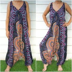 Black Mandala Boho Hippie Jumpsuit Rompers - Wear and Wander