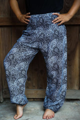 Black Paisley Pants Women Boho Pants Hippie Pants Yoga - Wear and Wander
