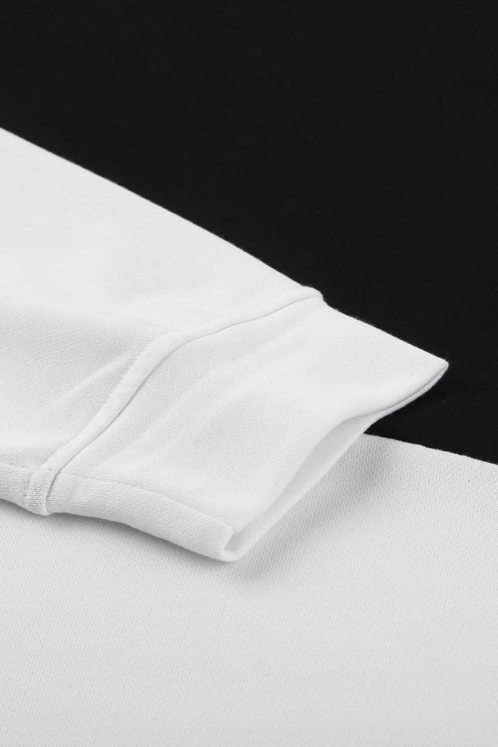 Black White Patchwork Dropped Shoulder Sleeve Sweatshirt - Wear and Wander