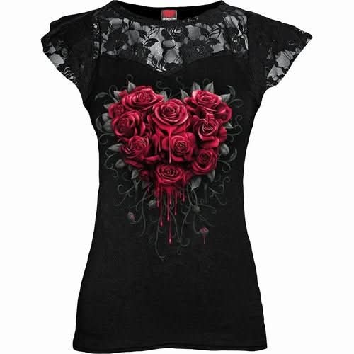 BLEEDING HEART - Lace Layered Cap Sleeve Top Black - Wear and Wander