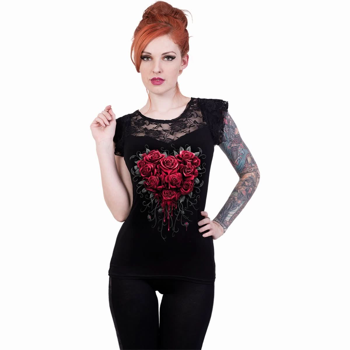 BLEEDING HEART - Lace Layered Cap Sleeve Top Black - Wear and Wander
