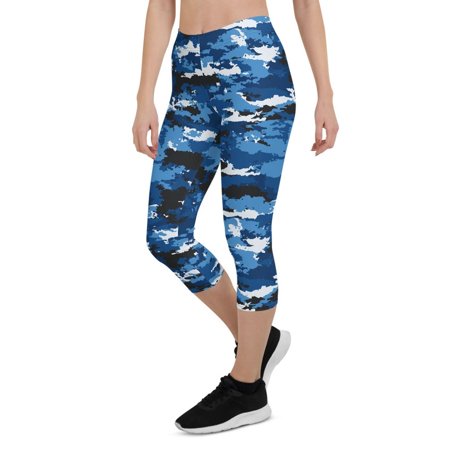 Blue Camo Sports Capri Leggings - Wear and Wander