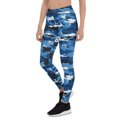 Blue Camo Sports Leggings - Wear and Wander