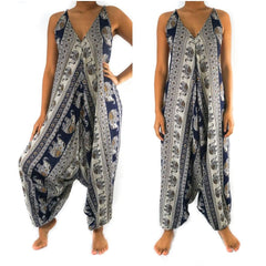 Blue Elephant Boho Hippie Jumpsuit Romper - Wear and Wander