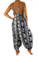 Blue Elephant Boho Hippie Jumpsuit Romper - Wear and Wander