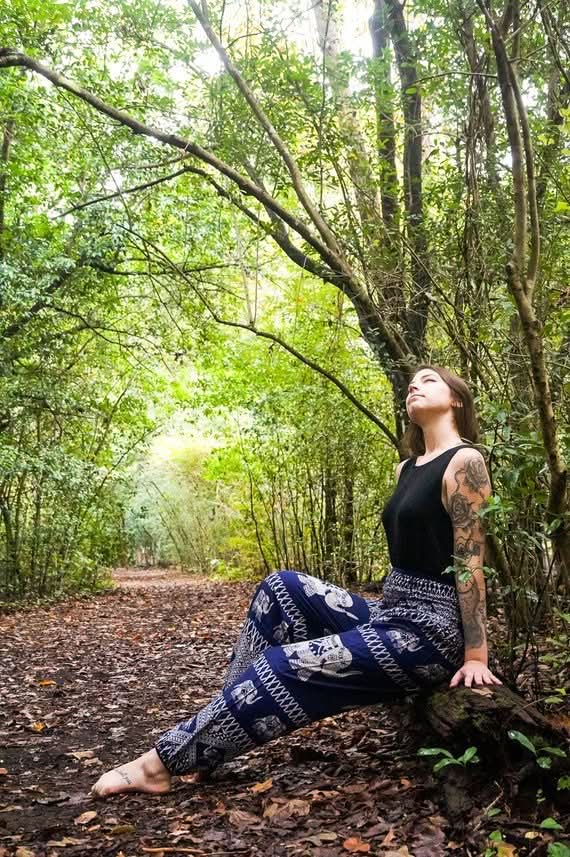 Blue ELEPHANT Pants Women Boho Pants Hippie Pants Yoga - Wear and Wander