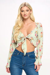 Boho Tie - Front Crop Top with Ruffle Details - Wear and Wander