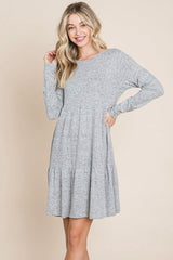 Brushed Hacci Tiered pleated Mini Dress - Wear and Wander