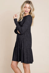 Brushed Hacci Tiered pleated Mini Dress - Wear and Wander