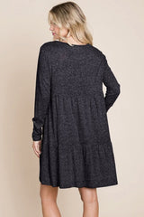 Brushed Hacci Tiered pleated Mini Dress - Wear and Wander