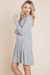 Brushed Hacci Tiered pleated Mini Dress - Wear and Wander