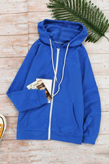 Casual Blue Zip - up Hoodie Jacket - Wear and Wander