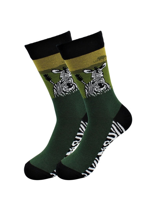 Casual Designer Trending Animal Socks - Zebra - for Men and Women - Wear and Wander