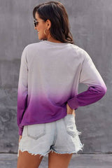 Chic Purple Ombre Crewneck Long Sleeve Sweatshirt - Wear and Wander