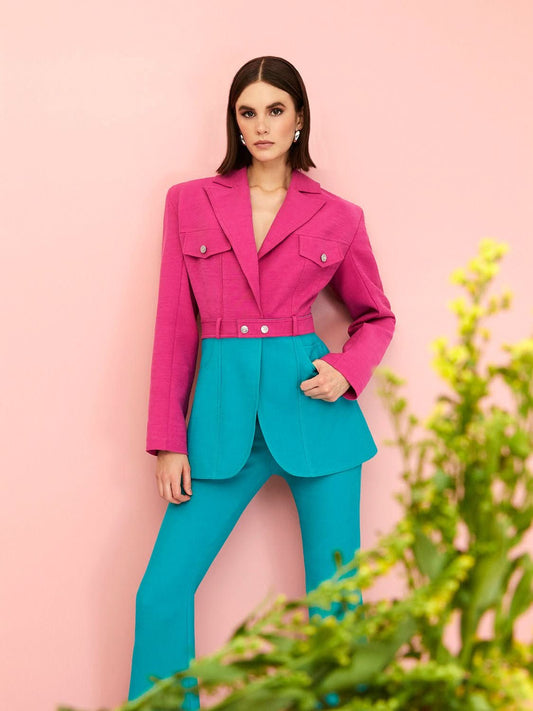 Color Block Double Breasted Jacket - Wear and Wander