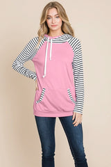 Color Block Striped Double Hoodie Sweatshirts - Wear and Wander