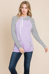Color Block Striped Double Hoodie Sweatshirts - Wear and Wander