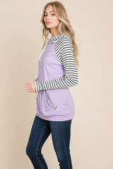 Color Block Striped Double Hoodie Sweatshirts - Wear and Wander