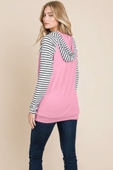Color Block Striped Double Hoodie Sweatshirts - Wear and Wander