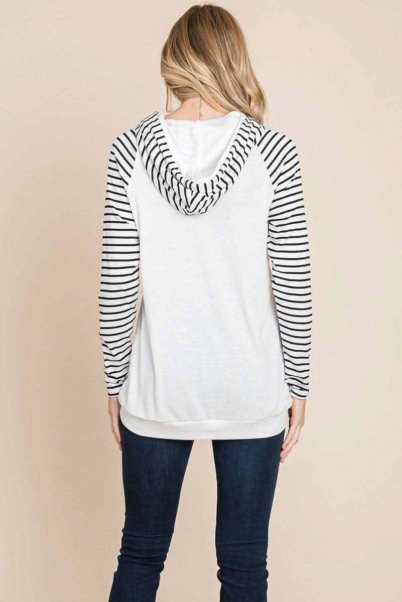 Color Block Striped Double Hoodie Sweatshirts - Wear and Wander