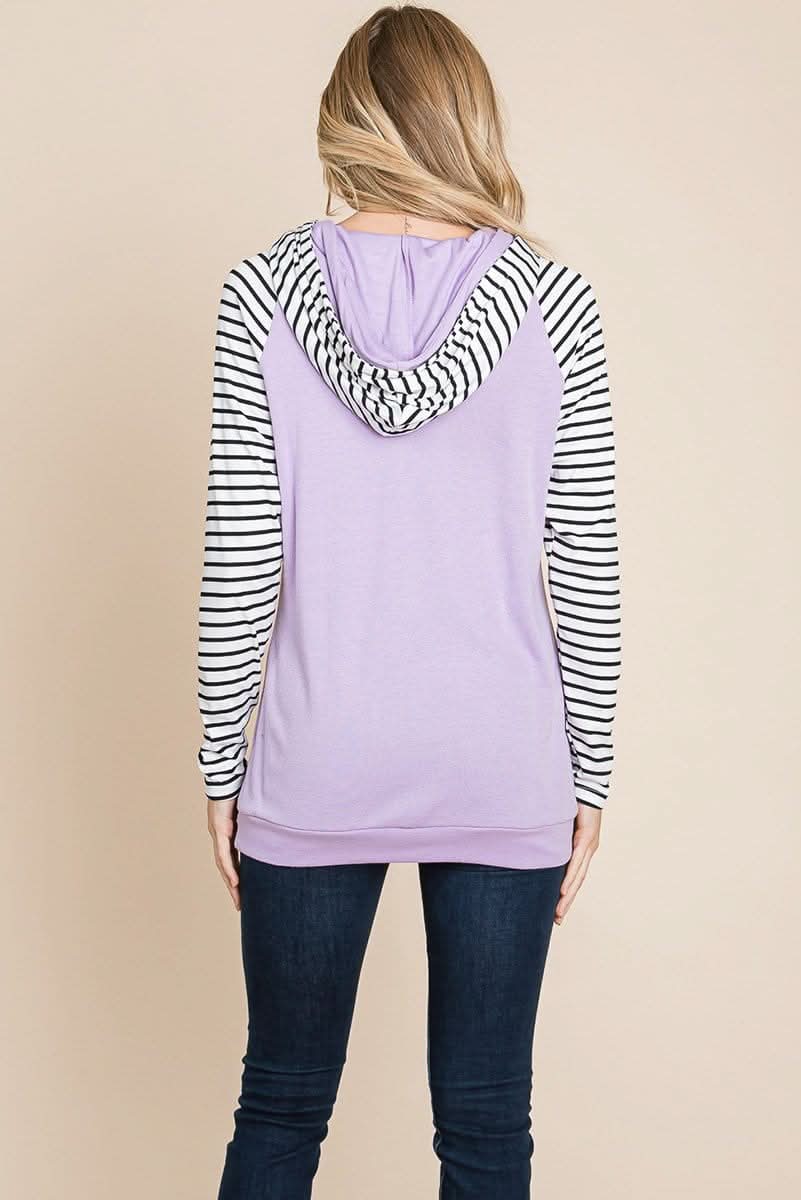 Color Block Striped Double Hoodie Sweatshirts - Wear and Wander