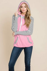 Color Block Striped Double Hoodie Sweatshirts - Wear and Wander
