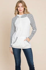 Color Block Striped Double Hoodie Sweatshirts - Wear and Wander