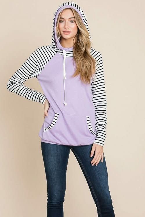 Color Block Striped Double Hoodie Sweatshirts - Wear and Wander