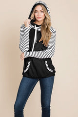 Color Block Striped Double Hoodie Sweatshirts - Wear and Wander