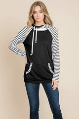 Color Block Striped Double Hoodie Sweatshirts - Wear and Wander