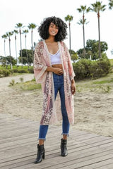Contrast Mesh Cotton Lace Kimono - Wear and Wander
