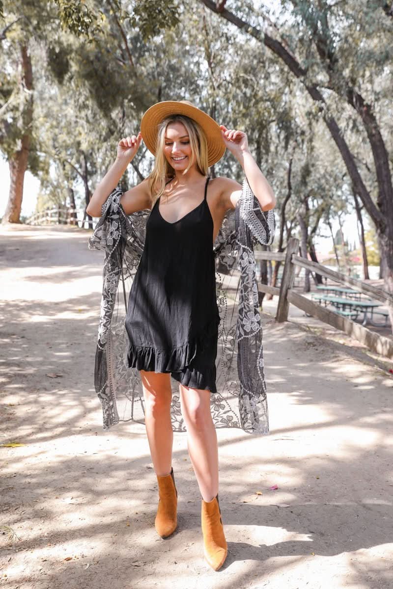 Contrast Mesh Cotton Lace Kimono - Wear and Wander